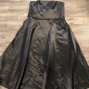 EUC SZ 18 Jessica McClintock Black Satin Strapless Formal Gown